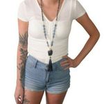 Kevia Vie Boheme Necklace Beads Pendant Statement Geode Tassel New Blue Photo 1