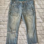 Abercrombie & Fitch women 8 100% cotton distressed cropped jeans blue Photo 0