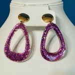 Ava and Aiden H Goldtone Sparkly Purple Teardrop earrings Gold Photo 4