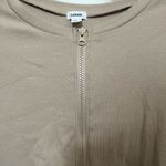 Garage light brown/tan double zip up ribbed casual short tee shirt Photo 4