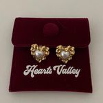 Hearts Valley Pearl and Gold Studded Heart Earrings Photo 1