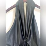 Milly  Women’s Raven Black Vegan Faux Leather Halter Neck Sz 6 Midi Dress BNWT Photo 4