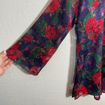 Victoria's Secret Vintage  Women S Red Purple Floral Pajama Top Gold Label Satin Photo 3