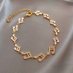 18K Gold Plated Adjustable Musical Note Charm Bracelet for Women Photo 1