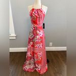 Lulus NWT  Whirlwind Red Multi Scarf Print Satin Maxi Dress Size Small‎ Photo 4