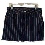 American Eagle  Super Stretch Hi-Rise Mini Red & White Striped Denim Skirt 10 Reg Photo 0