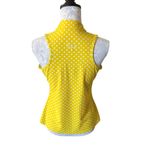 Tzu Tzu Womens Golf Top Yellow White Polka Dot Athletic Sleeveless Medium Photo 1