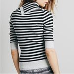Free People  Ana’s Stripe drape neck sweater wool blend grey black ribbed y2k L Photo 3