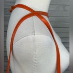 Faux Ostrich Leather Crossbody Purse Orange with Tan Flower Photo 7