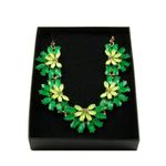 Women's Green and Gold Floral Cluster Statement 19" + 3" Extender Necklace Photo 5