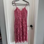 Donna Morgan  Pink Lace Midi Dress size 6 Lace Overlay A-Line‎ Spaghetti Straps Photo 2