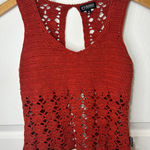 XOXO‎ Jeans Vintage 90's Y2K Crochet Tank Top Knit Open Back Rust Medium Cropped Orange Photo 0