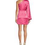 NWT Muse By Marchesa Gardenia One Sleeve Satin Dress in Size 0 & color “Punch” Pink Photo 1