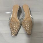 Gianni Bini  Glam Clear Rhinestone Studded Women's Pointed Toe Mules Crystal Photo 2