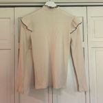 Loft pointelle white ribbed ruffle sleeve top size medium Photo 5