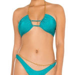 Michael Costello  x Revolve Monica teal chain Cheeky Bikini- Size Small Photo 0