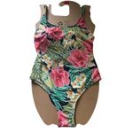 Hurley Women’s Pink Floral UPF 50+ Stretch Midweight One Piece Swimsuit Medium Photo 1