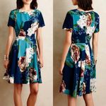 Anthropologie  Corey Lynn Calter‎ floral pleated teal fit n flare dress size 6 Photo 1