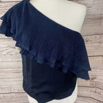 Capulet Revolve  Vanessa Navy Ruffle One Shoulder Top, NWT, Small, MSRP $158 Photo 6