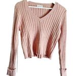 Poof! Tillys POOF APPAREL Dusty Pink Semi Crop V neck Pullover Sweater Small Photo 0