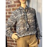 Calypso St. Barth Womens  70s Style Boho Retro  tie-neck Abstract  Top Tunic S Photo 2