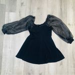 Crystal Doll  sheer long illusion sleeve short black dress Witchy size xl Photo 6
