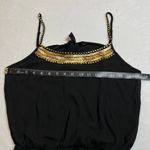 Women's Sleeveless Scoop Embellished Neck Romper Playsuit Size S Casual Festival Black Photo 7