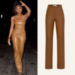 NEW Cultnaked Killa Choco Brown Vegan Faux Leather High‎ Rise Straight Pants XS Photo 12