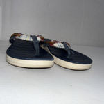 Sperry Women's Seafish Leather Flip Flop Sandals Blue Plaid Nautical Shoes Sz 7 Photo 4