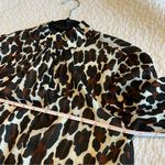 Trina Turk ✨  Women’s Cheetah High Neck Long Sleeve Silk Top XS Photo 6