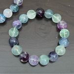 Genuine Rainbow Flourite Natural Crystal Stone Beaded Necklace & Bracelet Set Photo 6