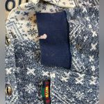 Vintage B.U.M. snowflake pattern grunge oversized button down fleece sweater M Blue Size M Photo 8