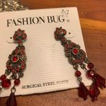 Fashion Bug  Red Bead and Rhinestone Earrings Photo 1