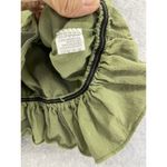 Fancyinn  Women's Blouse Cropped V Neck Solid Green Pleated Hem Size Medium Photo 3