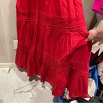 Coldwater Creek Cute distressed cherry ruffle lady in red faux wrap front tiered maxi dress Photo 8