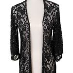 MAUVE Dressy Black Floral Lace Maxi Open Long Cardigan Size Small NWT Photo 1
