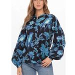 💕BANJANAN💕 Ella Shirt ~ Woden Hedgerow Black Floral Bird Print XS NWOT Photo 0