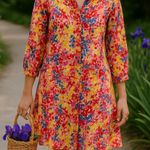 WD NY Vibrant Floral Shirt Dress/ Midi, Cotton/Maximalist, Dopamine, Preppy Lg Photo 0