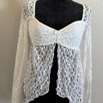 Kimchi Blue Kimchi‎ Blue White Lace Sheer Long Sleeve Babydoll Top Y2K Romantic Boho Size S Photo 0