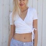Brandy Melville White Wrap Tie Top Photo 0