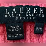 Ralph Lauren Lauren  Petite Women’s Size P/M Pink 100% Cotton Cable Knit‎ V Neck Photo 4