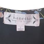 Nanette Lepore Black Floral Flutter Sleeve Top Sheer Ruffle Neck Size Small EUC Photo 4