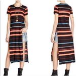 Free People Tunic Women's Size S Striped Midi Dress Casual Black Side Slits Photo 1