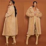Pretty Little Thing Tall Stone Premium Oversize Teddy Bear Coat Photo 1
