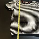 Loft  Black and White Striped Sweater with bright Trim Photo 2
