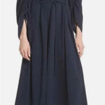 Tibi  Belted Cinched‎ Sleeve Midi Dress Navy Blue 2 Photo 0