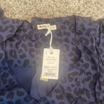 Marine layer  Rory Longsleeve Ruffle Blouse in Navy & Black Cheetah small NWT Photo 2