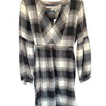 Loft Plaid Button Popover Long Sleeve Swing Shirt Dress Size Medium Belt Photo 0