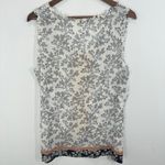 Garnet Hill Floral Print Silk Sleeveless Tank Top Blouse White Yellow Size 16 Photo 7
