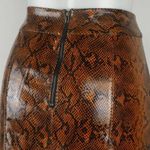 EXPRESS x Negin Mirsalehi Brown Snakeskin Print Faux Leather Midi Skirt Size 2 Photo 5